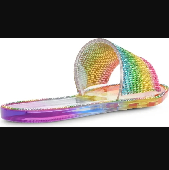 Rainbow Rhinestone Slide Sandals - Picture 7 of 7